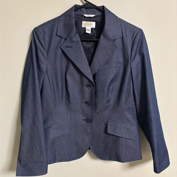 Talbots Blazer Jacket Womens Size 10 Petite Blue 3 Button Career Stretch Dark - Picture 1 of 7